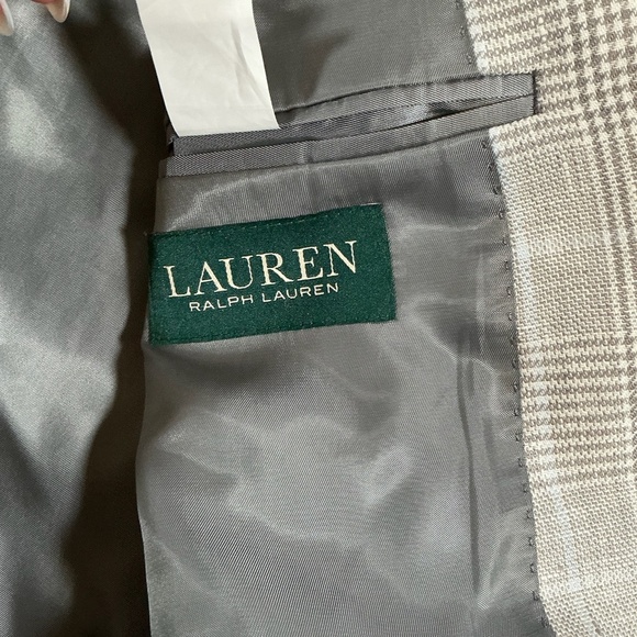 Lauren Ralph Lauren Men’s Plaid Linen Blazer Sport Coat Beige Gray 42R - Picture 12 of 14